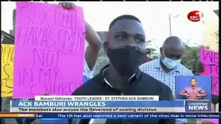 A section of St. Stephen ACK  Bamburi members,call for the removal of presiding priest