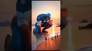 Big Superheroes at sea shore💥Avengers in sea water#ai#avengers#music#marvel#brawlstars#shorts#aiart