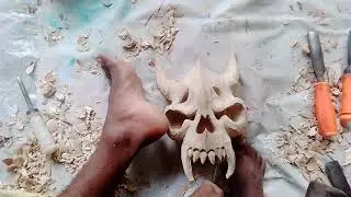 demon  skeleton mask making for wood।। rakshas ki kankal  kaise banaye