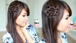 Rosette Flower Braid Hairstyle for Medium Long Hair Tutorial