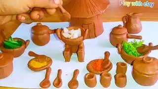 #diy  miniatuere cooking set making with clay #diy #clay #miniature #kitchenitems