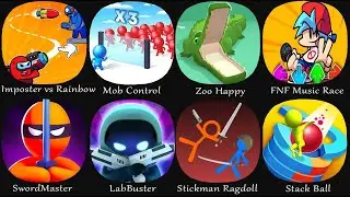 Imposter vs Rainbow, Mob Control, Zoo Happy, FNF Music Race, SwordMaster, LabBuster,Stickman Ragdoll