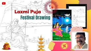 Laxmi Puja Drawing | Easy & Beautiful Goddess Laxmi Sketch Step by Step