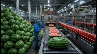 How Millions of Watermelons Are Turned Into Juice Every Single Day!(Full Process)