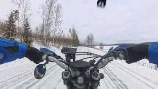 november 2025 Husaberg 450 first snow in sweden in my area this year.