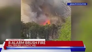 8-alarm brush fire prompts evacuations in Baltimore County