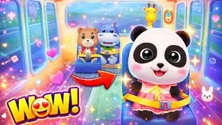 🐼 Cute Panda Riding School Bus 🚌 | Baby Panda Bus Adventure | Kids Cartoon Game Ep 5 !