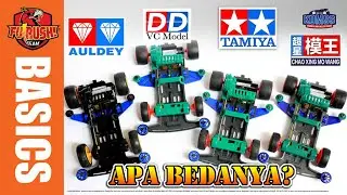 PERBEDAAN CHASSIS SUPER-1 TAMIYA, MOWANG, DD VC MODEL, dan AULDEY ~ Super-1 Knock Off Comparison