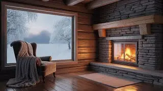 Blizzard Winds Outside 🌨️🔥 Cozy Fireplace Crackling Inside | 1 Hour Winter Ambience