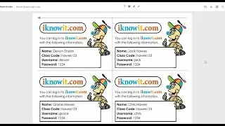 I Know It - Printable Student Login Cards