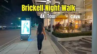 Brickell Miami NIGHT City Walk 4K | Brickell Key Waterfront Skyline Tour