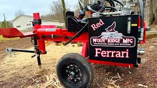 Красный FERRARI на лесном складе. Wolfe Ridge Pro 28C @WolfeRidgeSplitters
