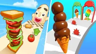 Sandwich Runner 🆚 Stacky Ice Cream Runner🌻🧿🌺🌈Max Levels Walkthrough Android IOS Update Gameplay 5004