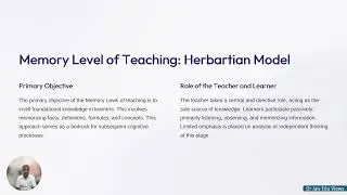 Approaches of Lesson Planning Memory Level Herbartian steps