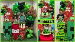 MINECRAFT (2025)  DECORACI&Oacute;N DE FIESTAS 🎉 DE CUMPLEA&Ntilde;OS 🖤💚 TENDENCIA #minecraft  #fiestas #happy