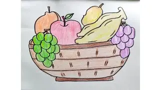 Realistic and Easy Fruit Basket Drawing With Step by Step Tutorial || Artist Sanskriti