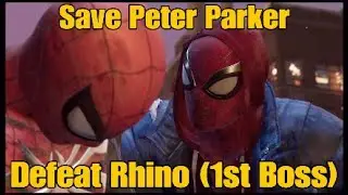 Spider-Man Miles Morales - Defeat Rhino, save Peter Parker! (First Boss Fight) Spectacular Mode