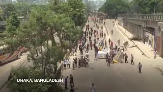 Student protesters take to streets of Dhaka as Bangladesh wracked by days of clashes