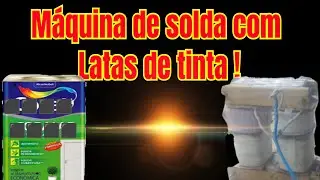 Detalhes de produ&ccedil;&atilde;o da m&aacute;quina de solda com latas de tinta .