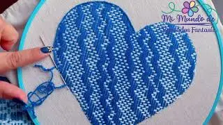 Coraz&oacute;n 2 Bordado en petatillo #bordado #embroidery #tutorial