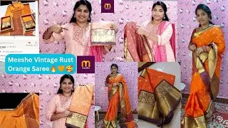 Meesho Vintage Rust Orange Saree collection🔥😍Affordable Price &Women Readymade Blouse🔥🥰#APNAFASHIONS