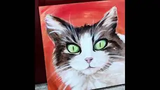 Chloe the cat, acrylic painting on birchwood canvas board