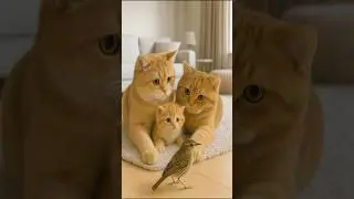 Cat Family Meets a Bird&hellip; A Whisper of Friendship