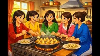 Punjabi Women Make  Giant samosa recipe | Famous Ai Cartoon | village women style cooking of samosa