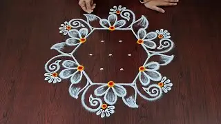 5&times;3dots easy rangoli|daily muggulu|thipkyanchi,festival rangoli|traditional rangoli#Rang kaa Rangoli