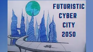 Elon Musk's Futuristic city 2050 ||  Futuristic cyber city drawing || Cyberpunk city
