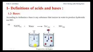 Ch 4 Strong acid Strong base  Titration Part 1  Definitions of acids and bases   pH