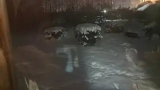 Night walk in the cold -15 c walk Rural Russia