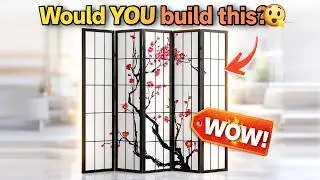 I Built a Japanese Style Folding Screen from Scratch 😳 (Full Process)