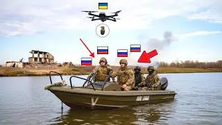 Украинский беспилотник поразил российские лодки.