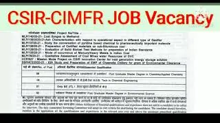 CSIR-CIMFR Job vacancy for chemistry and others