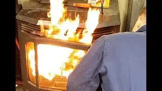 Almost burned down shed with pellet heater modded for waste oil