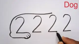 How to Draw Dog From Number 2222 | Easy Dog Drawing | Animals Drawing | Number Drawing / Dog Drawing
