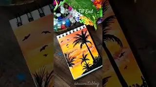 Scenery drawing / Sunset Scenery Painting #shorts #scenery #shortsfeed