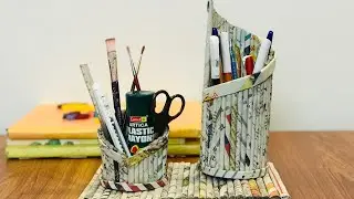 How to make Pen Stand from newspaper| How to make cutlery holder | Multipurpose Stand