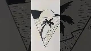 silhouette beach🌴drawing #artcreative #creativeidea #astheticart #astheticdrawing #silhouettedrawing