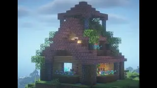 Minecraft - How to build nice house with brick roof tutorial