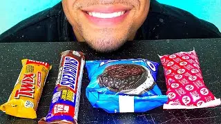 ASMR TWIX SNICKERS OREO MAGNUM ICE CREAM BARS SANDWICHES EATING SOUNDS CANDY MUKBANG