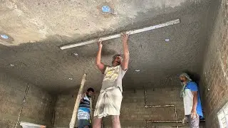 Ceiling Plastering Skills_Living Hall Roof Ceiling Easy Plaster with Cement|Plastering Ceiling