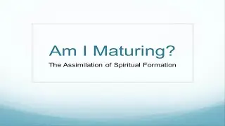 November 17, 2019 The Assimilation of Spiritual Formation Am I Maturing