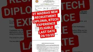 IIT Madras New requirement 2025| IIT Madras New vacancy 20225| Latest PSU Jobs|Latest government job