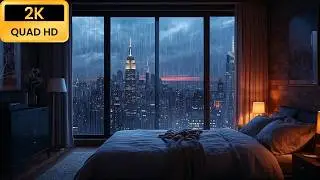 Quiet Midnight Rain with Distant City Glow Outside the Window 🌧️🪟