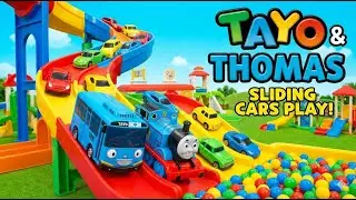 Toy Bus Tayo, Train Thomas, Colour full Cars Slide Dlan play Sliding Cars