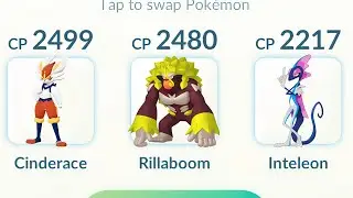 using GALAR STARTERS Cinderace, Rillaboom & Inteleon in #pokemongo