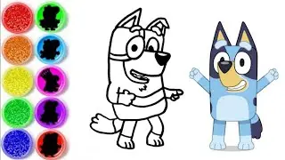 Draw and color Bluey characters Bluey and Uncle Stripe | Bluey colouring compilation 
