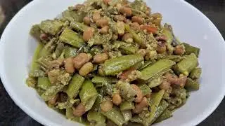 ಜವಳಿಕಾಯಿ ಮತ್ತು ಅಲಸಂದೆಕಾಳು ಪಲ್ಯ/ Cluster Beans  ana cow peas palya (Alasande kalu )  